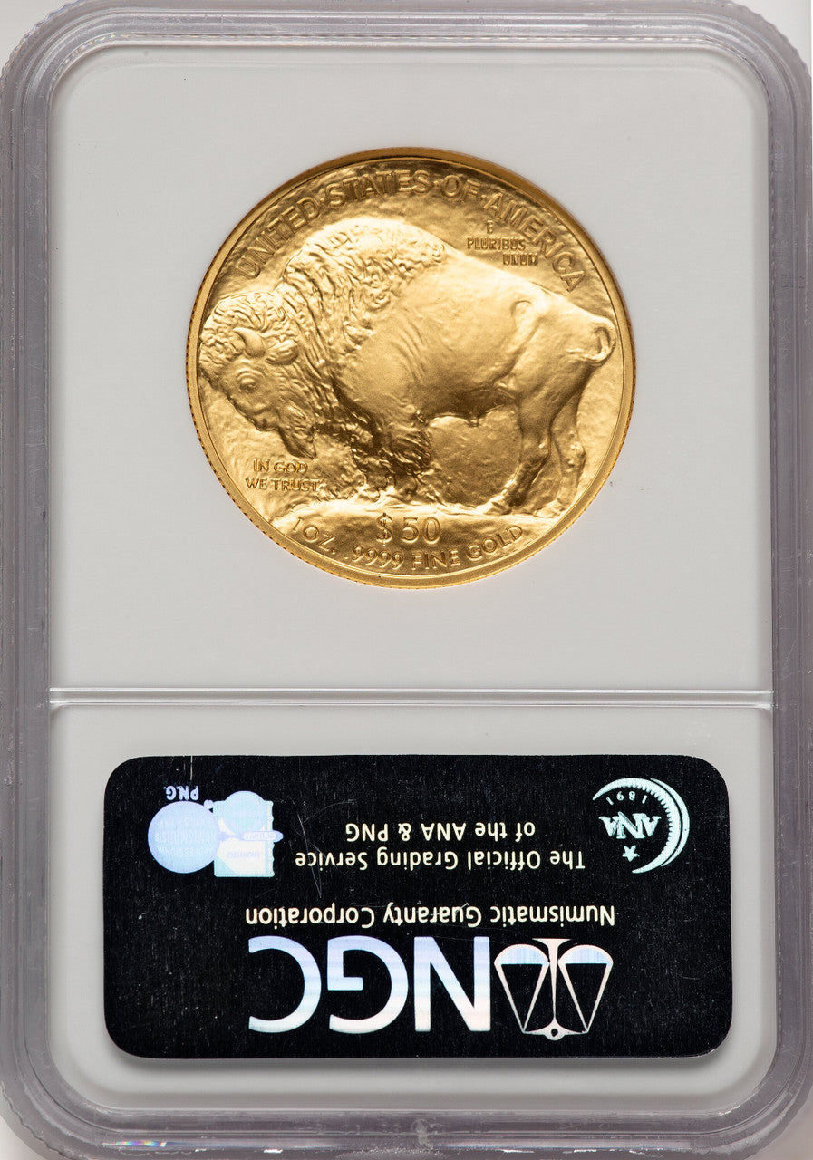 2008-W $50 One-Ounce Gold Buffalo First Strike ER Blue NGC MS70