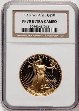 1992-W $50 One-Ounce Gold Eagle NGC PF70