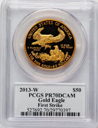 2013-W $50 One-Ounce Gold Eagle First Strike Moy Signature FS PCGS PR70 Ed Moy