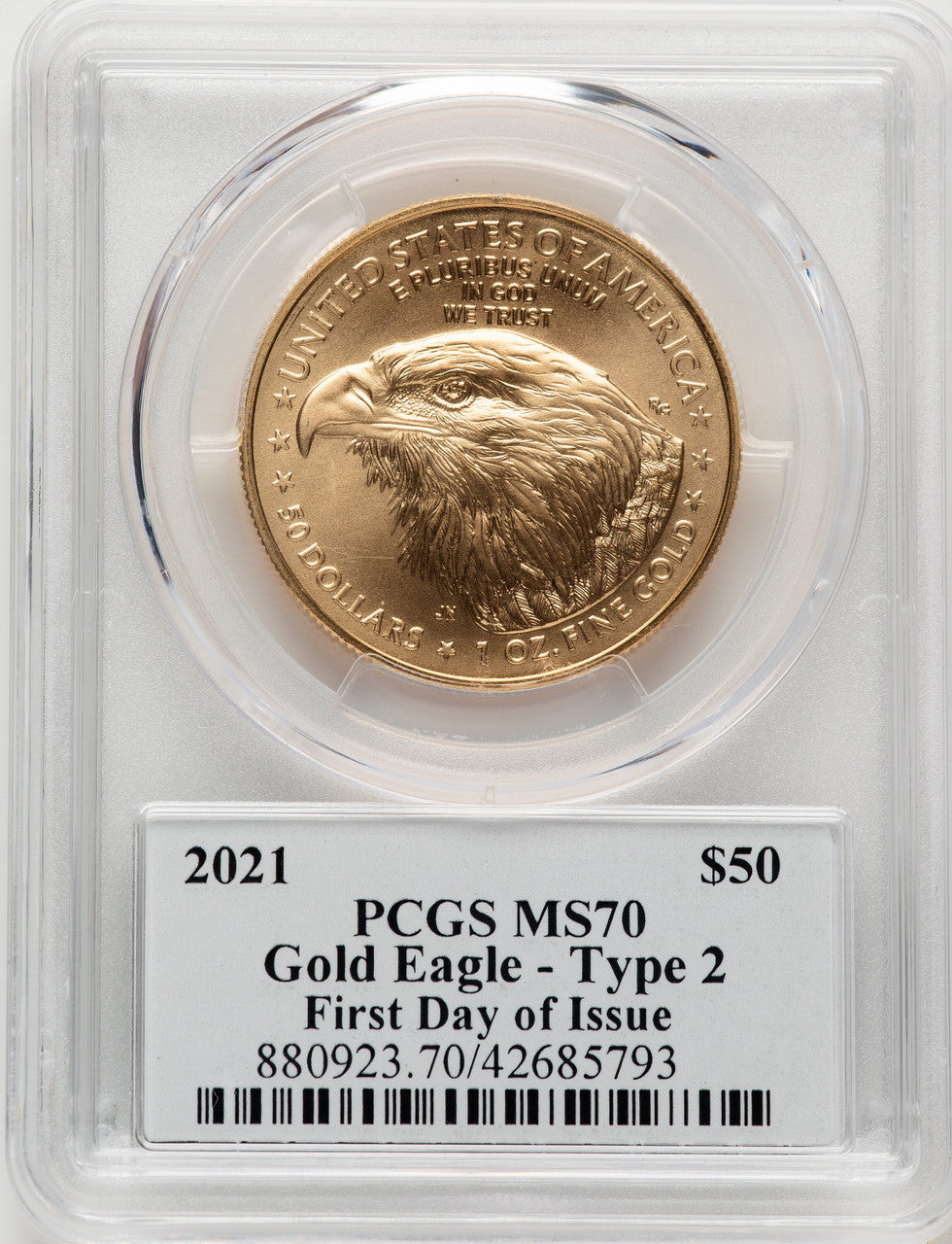 2021 One-Ounce Gold Eagle Type Two FDI PCGS MS70