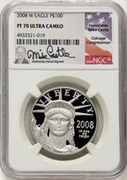 2008-W $100 One-Ounce Platinum Eagle Statue of Liberty Mike Castle NGC PF70