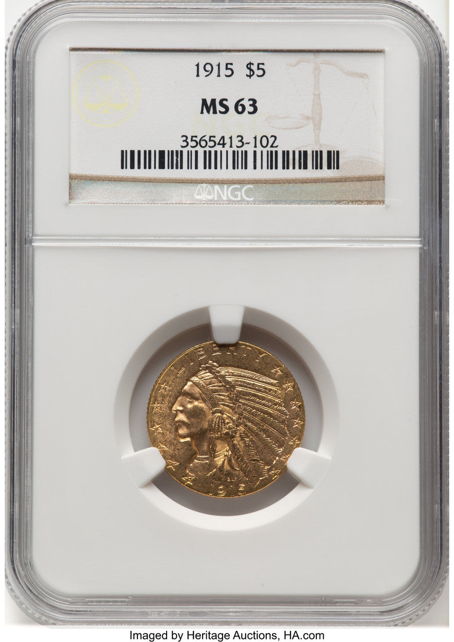 1915 $5 Indian Half Eagle NGC MS63 (777927014)