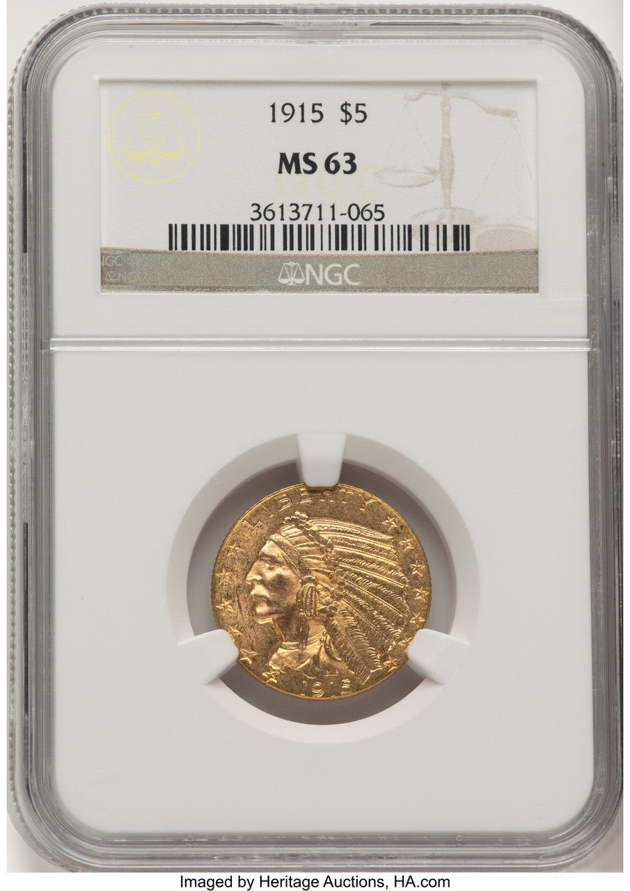 1915 $5 Indian Half Eagle NGC MS63 (777795020)