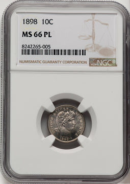 1898 10C Barber Dime NGC MS66