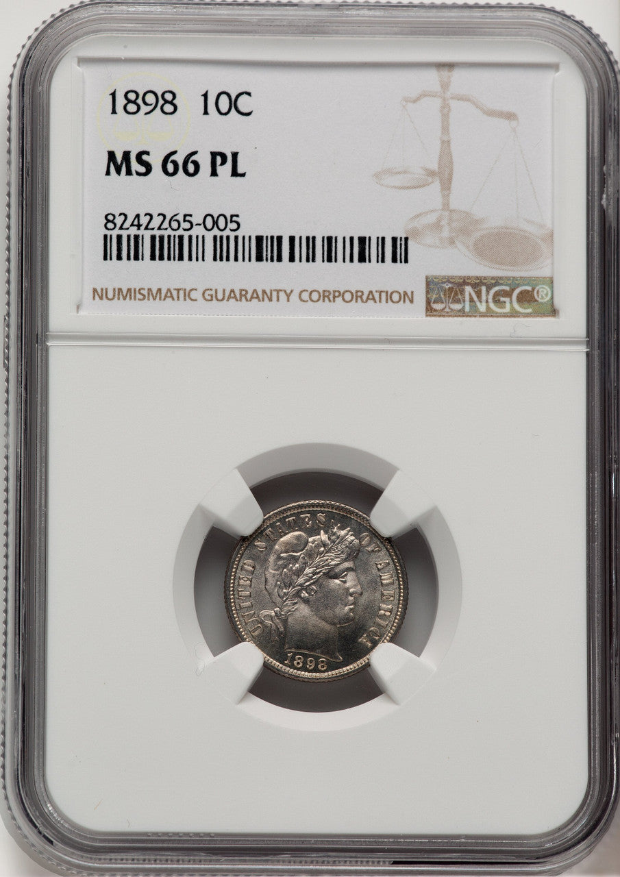 1898 10C Barber Dime NGC MS66