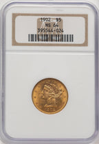 1902 $5 Liberty Half Eagle NGC MS64