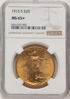 1915-S $20 Saint-Gaudens Double Eagle NGC MS65+