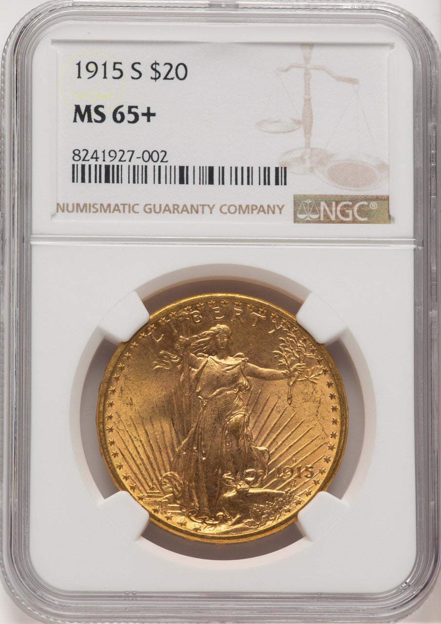 1915-S $20 Saint-Gaudens Double Eagle NGC MS65+