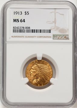1913 $5 Indian Half Eagle NGC MS64 (771365021)
