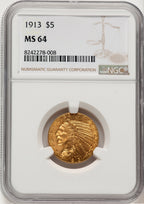 1913 $5 Indian Half Eagle NGC MS64 (771365021)
