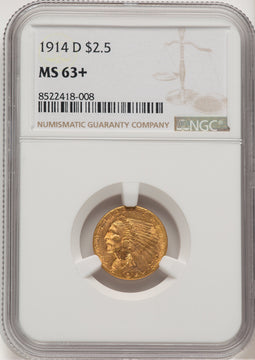 1914-D $2.50 Indian Quarter Eagle NGC MS63+