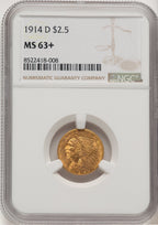 1914-D $2.50 Indian Quarter Eagle NGC MS63+