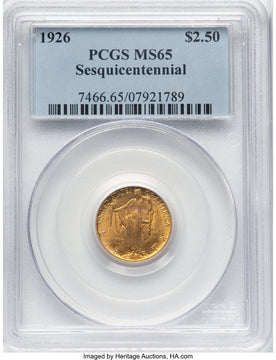 1926 $2.50 SESQUI Commemorative Gold PCGS MS65 (777795022)