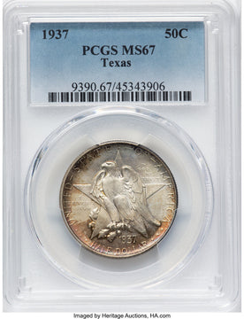 1937 50C Texas Commemorative Silver PCGS MS67