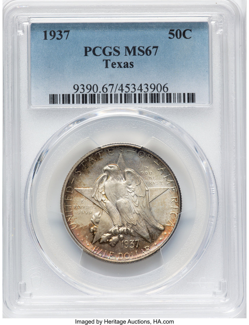 1937 50C Texas Commemorative Silver PCGS MS67