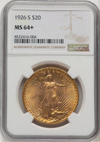 1926-S $20 Saint-Gaudens Double Eagle NGC MS64+