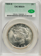 1925-S CACG Plus Peace Dollar CACG MS64+