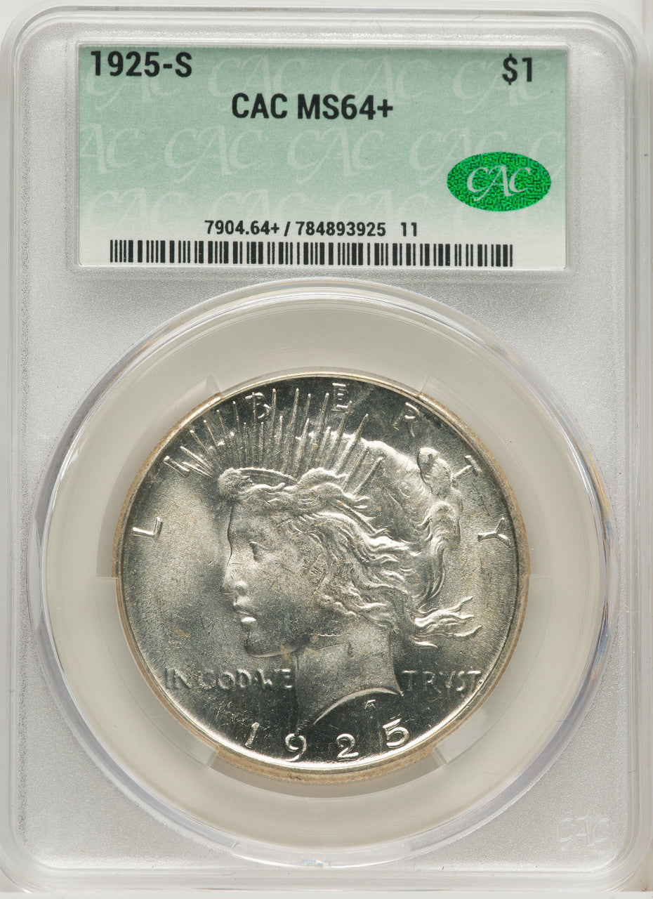 1925-S CACG Plus Peace Dollar CACG MS64+