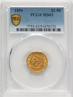 1850 $2.50 Liberty Quarter Eagle PCGS MS63 (771813013)