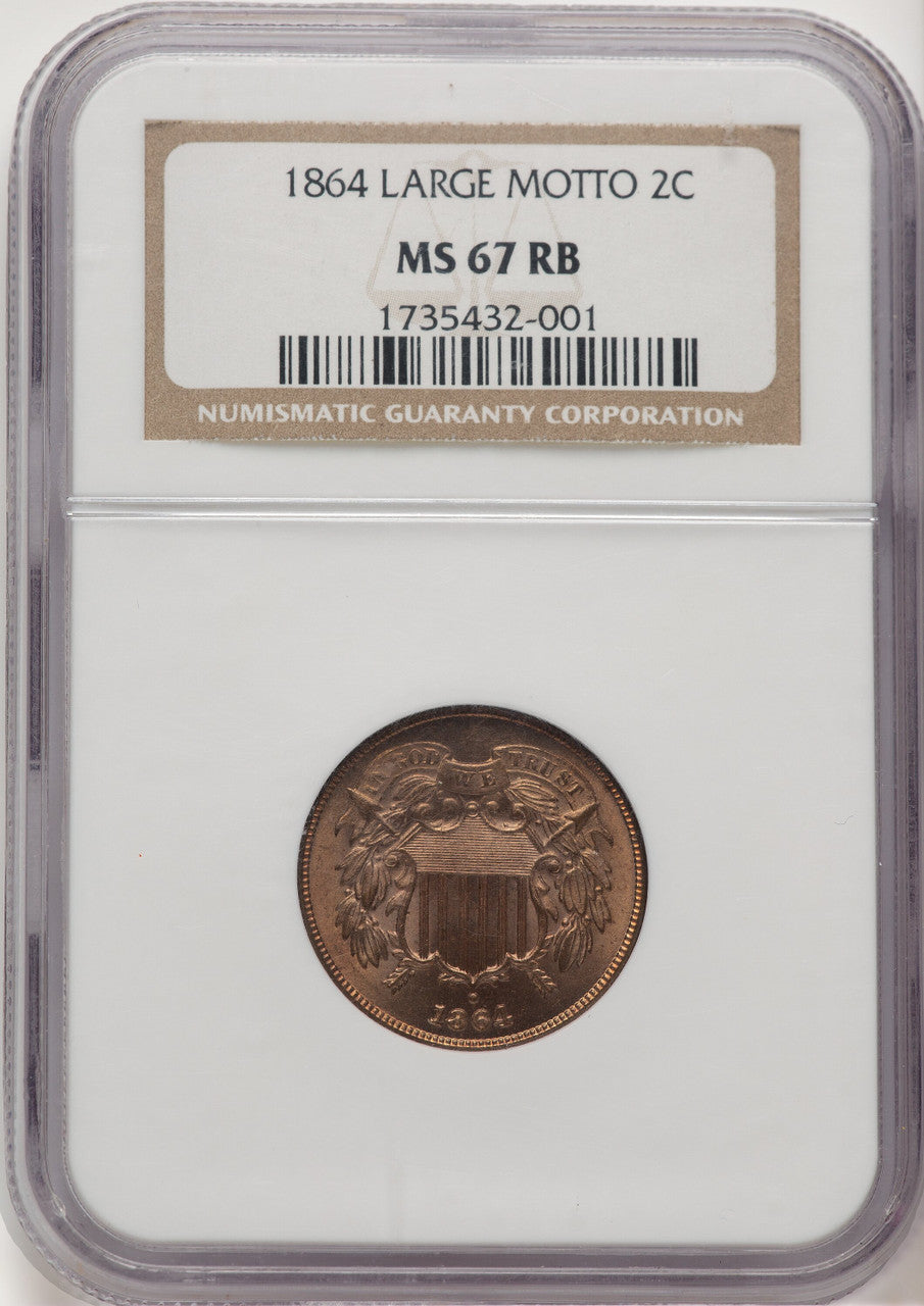1864 Large Motto RB Two Cent Pieces NGC MS67