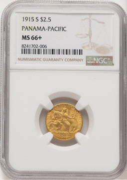 1915-S $2.50 Panama-Pacific Quarter Eagle Commemorative Gold NGC MS66+
