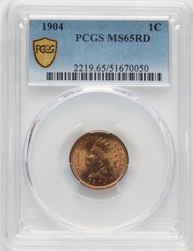 1904 1C RD Indian Cent PCGS MS65
