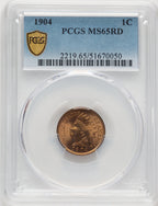 1904 1C RD Indian Cent PCGS MS65