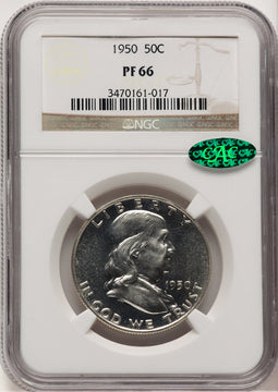 1950 50C CAC Proof Franklin Half Dollar NGC PR66