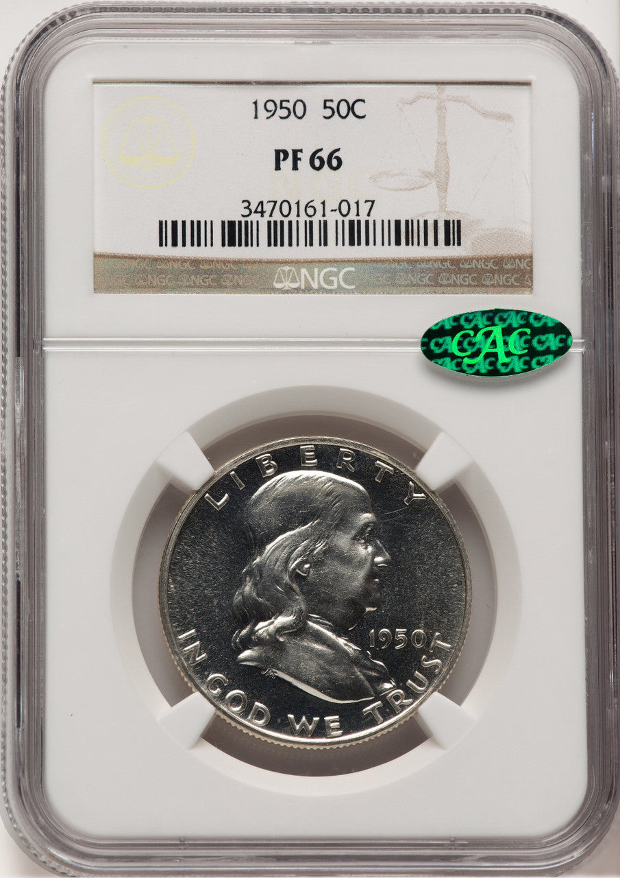 1950 50C CAC Proof Franklin Half Dollar NGC PR66