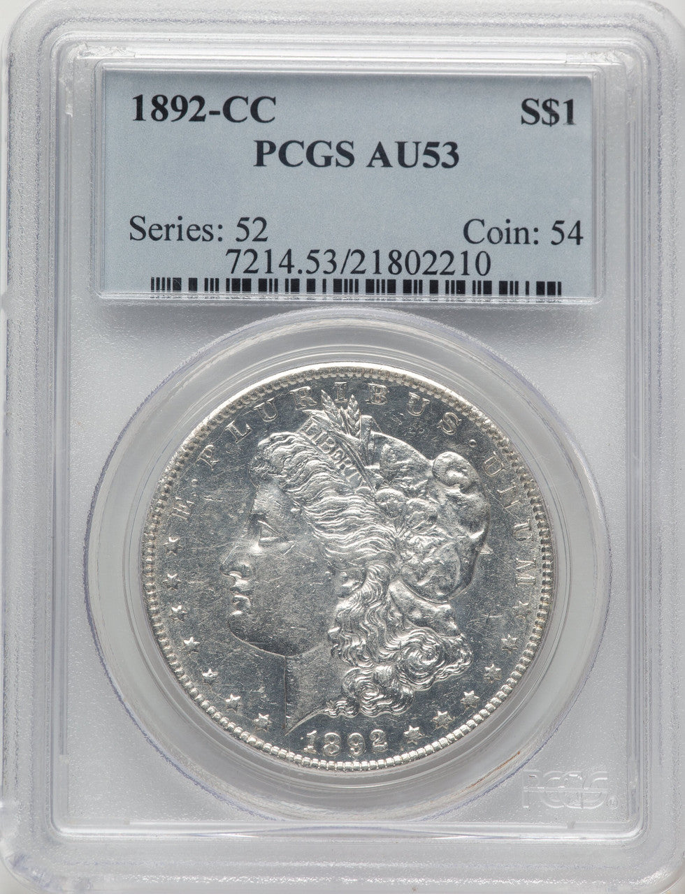 1892-CC Morgan Dollar PCGS AU53