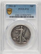 1921-D 50C Walking Liberty Half Dollar PCGS F12 (776661059)