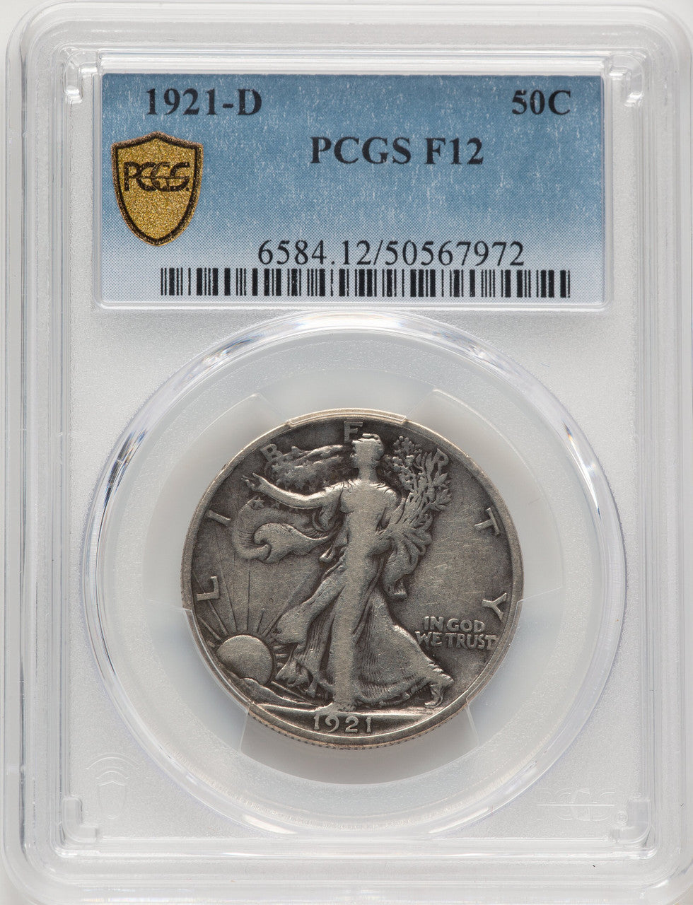 1921-D 50C Walking Liberty Half Dollar PCGS F12 (776661059)