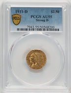 1911-D $2.50 Indian Quarter Eagle PCGS AU55
