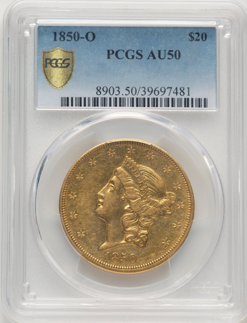 1850-O $20 Liberty Double Eagle PCGS AU50 (776660016)