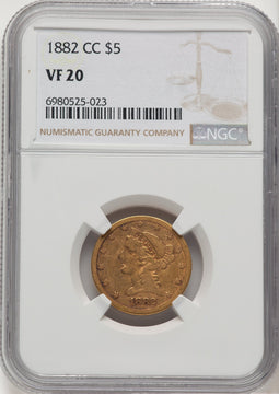 1882-CC $5 Liberty Half Eagle NGC VF20