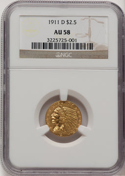 1911-D $2.50 Indian Quarter Eagle NGC AU58 (776661082)