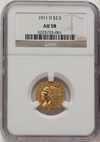 1911-D $2.50 Indian Quarter Eagle NGC AU58 (776661082)