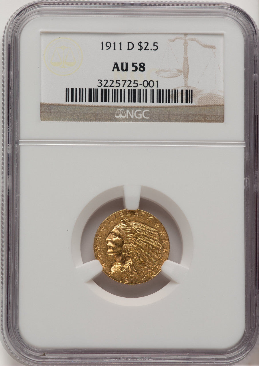 1911-D $2.50 Indian Quarter Eagle NGC AU58 (776661082)
