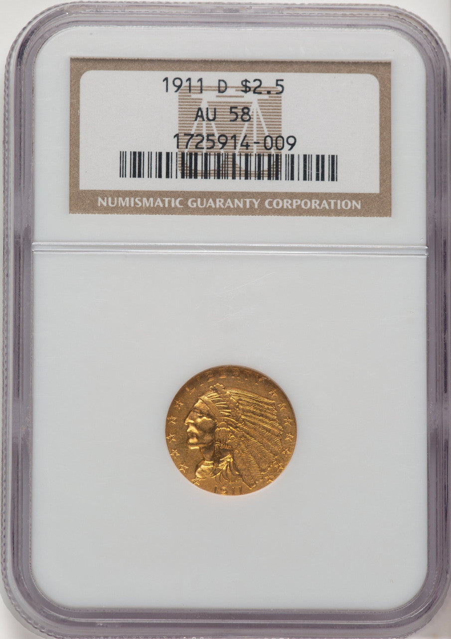 1911-D $2.50 Indian Quarter Eagle NGC AU58 (776661083)
