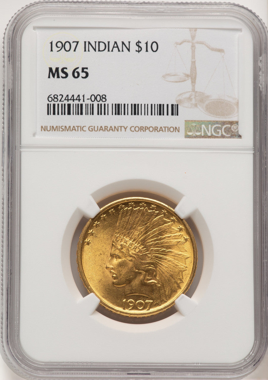 1907 $10 No Motto Indian Eagle NGC MS65
