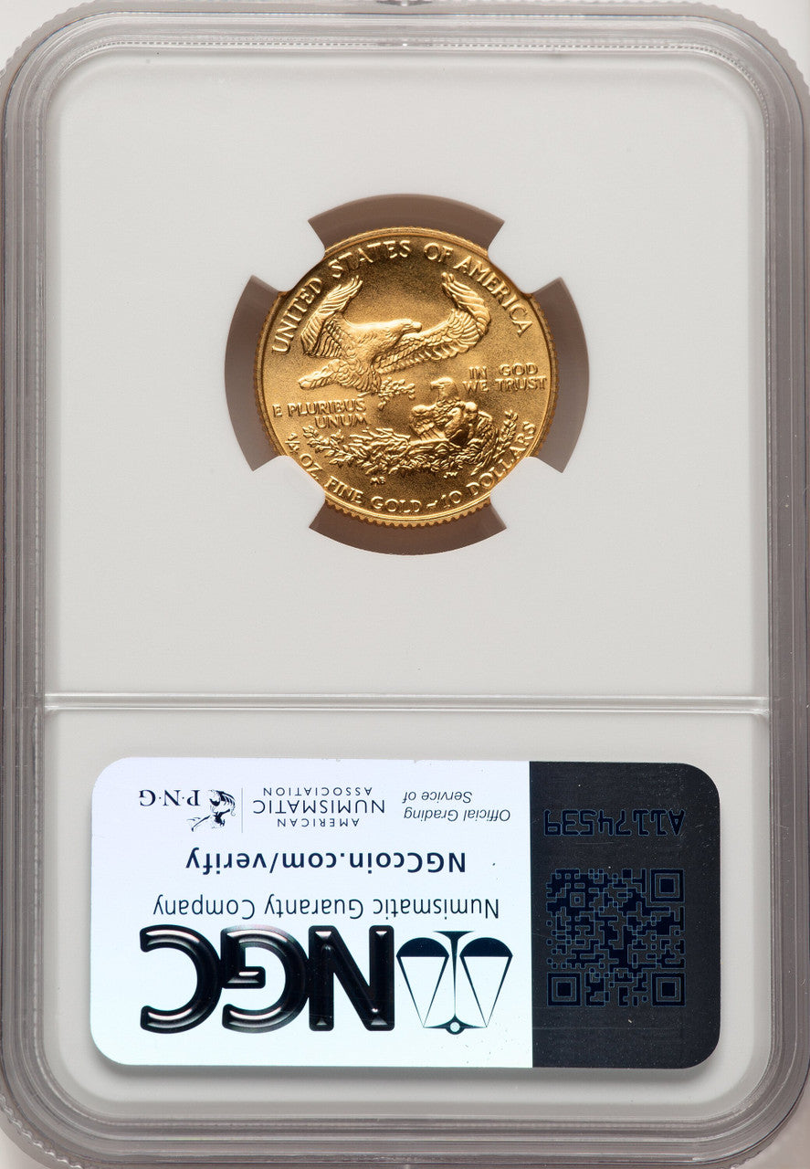 1986 $10 Quarter-Ounce Gold Eagle Brown Label NGC MS70 (776321075)