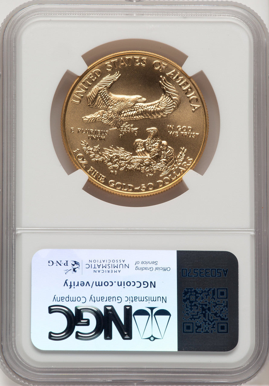 1996 $50 One-Ounce Gold Eagle Mike Castle NGC MS70