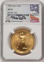 1990 $50 One-Ounce Gold Eagle Mike Castle NGC MS70
