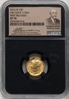 2016-W 10C Mercury Dime 100th Anniversary Gold Centennial FR Adolph Weinman Modern Commemoratives NGC MS70