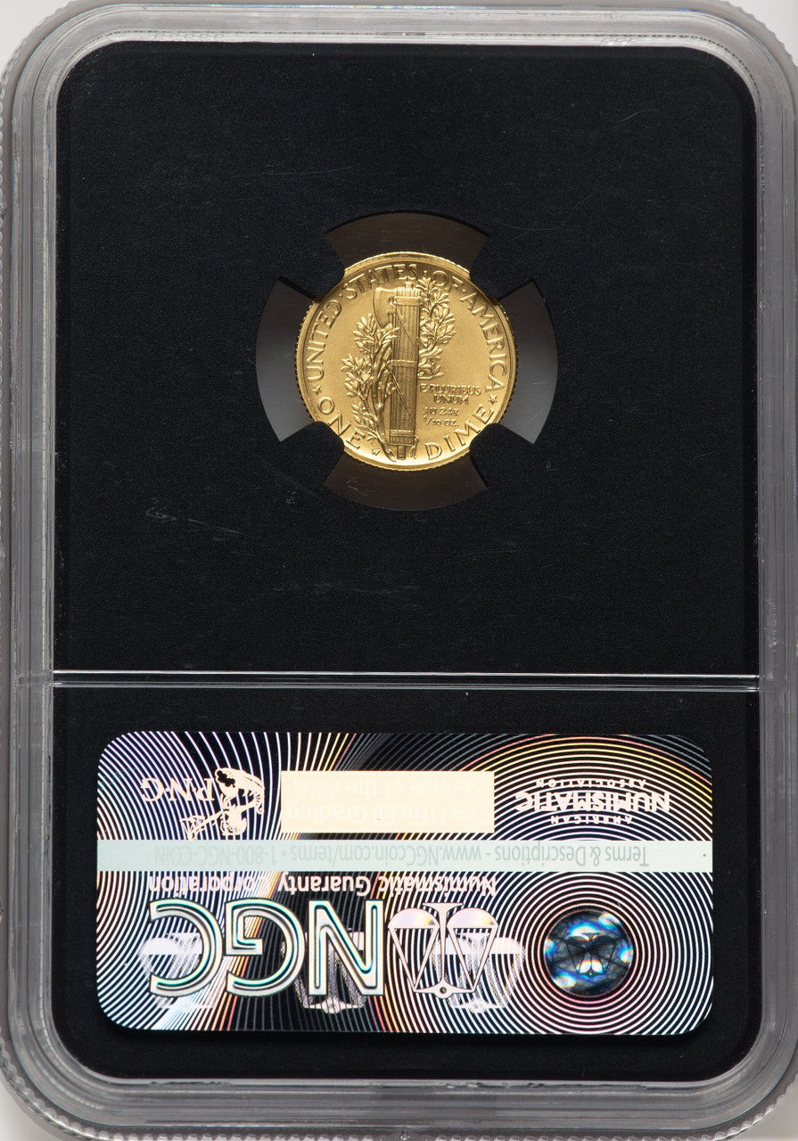 2016-W 10C Mercury Dime 100th Anniversary Gold Centennial FR Adolph Weinman Modern Commemoratives NGC MS70