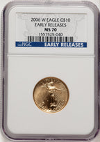 2006-W $10 Quarter-Ounce Gold Eagle First Strike ER Blue NGC MS70