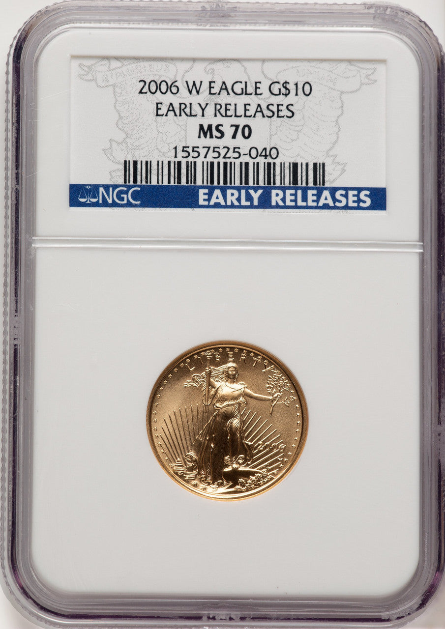 2006-W $10 Quarter-Ounce Gold Eagle First Strike ER Blue NGC MS70