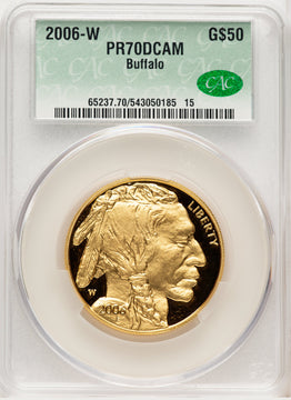 2006-W $50 One-Ounce Gold Buffalo .9999 Fine Gold CACG PR70 (776765002)