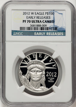 2012-W $100 One-Ounce Platinum Eagle First Strike ER Blue NGC PF70 (776964007)