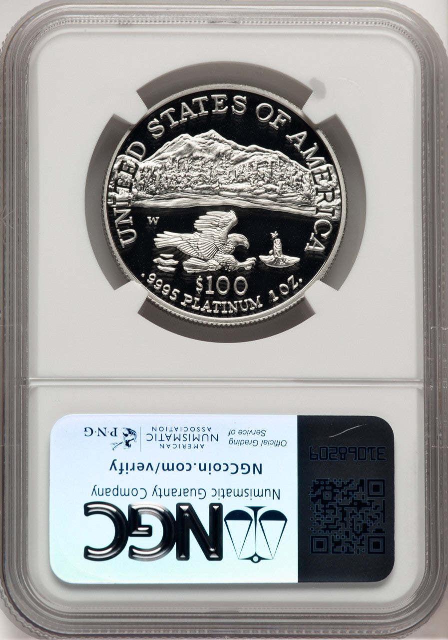 2002-W $100 One-Ounce Platinum Eagle Statue of Liberty Brown Label NGC PF70 (775785010)